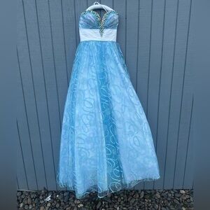 Strapless Tony Bowls Le Gala Ball
Gown with Embellishments